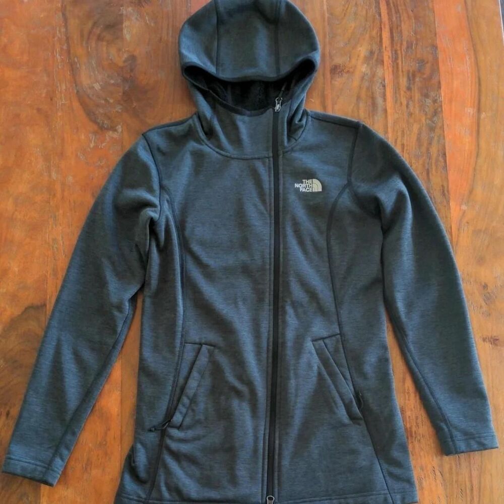 The North Face Black Soft Shell Athletic Hooded Jacket Coat Womens Small Ladies